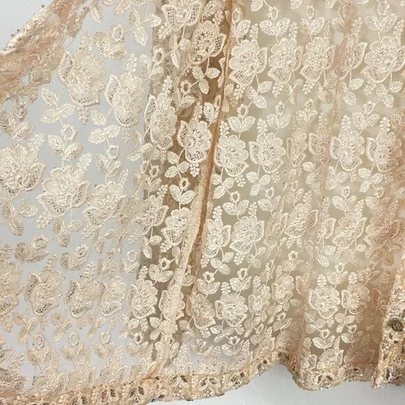 Cache Top Blouse Womens Size Medium Ivory Beaded Lace Floral Heavy - Picture 3 of 13